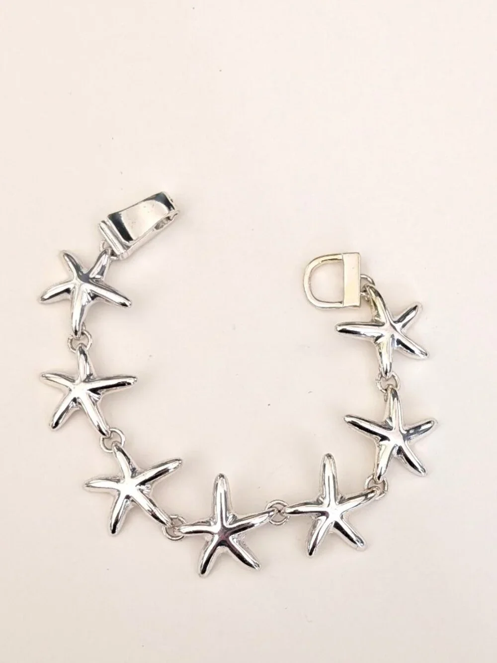 Silver starfish magnetic closure bracelet